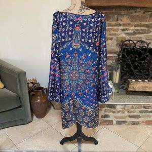 JOHNNY WAS BLUE PRINTED TUNIC DRESS